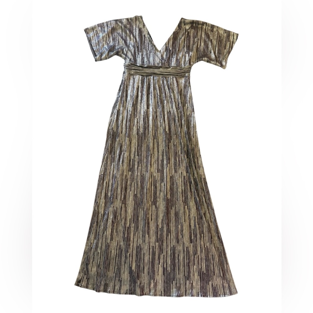 Lily Pulitzer Parigi Elbow Sleeve Maxi DRESS Metallic Rope Berry Crinkle Size L - Picture 8 of 13